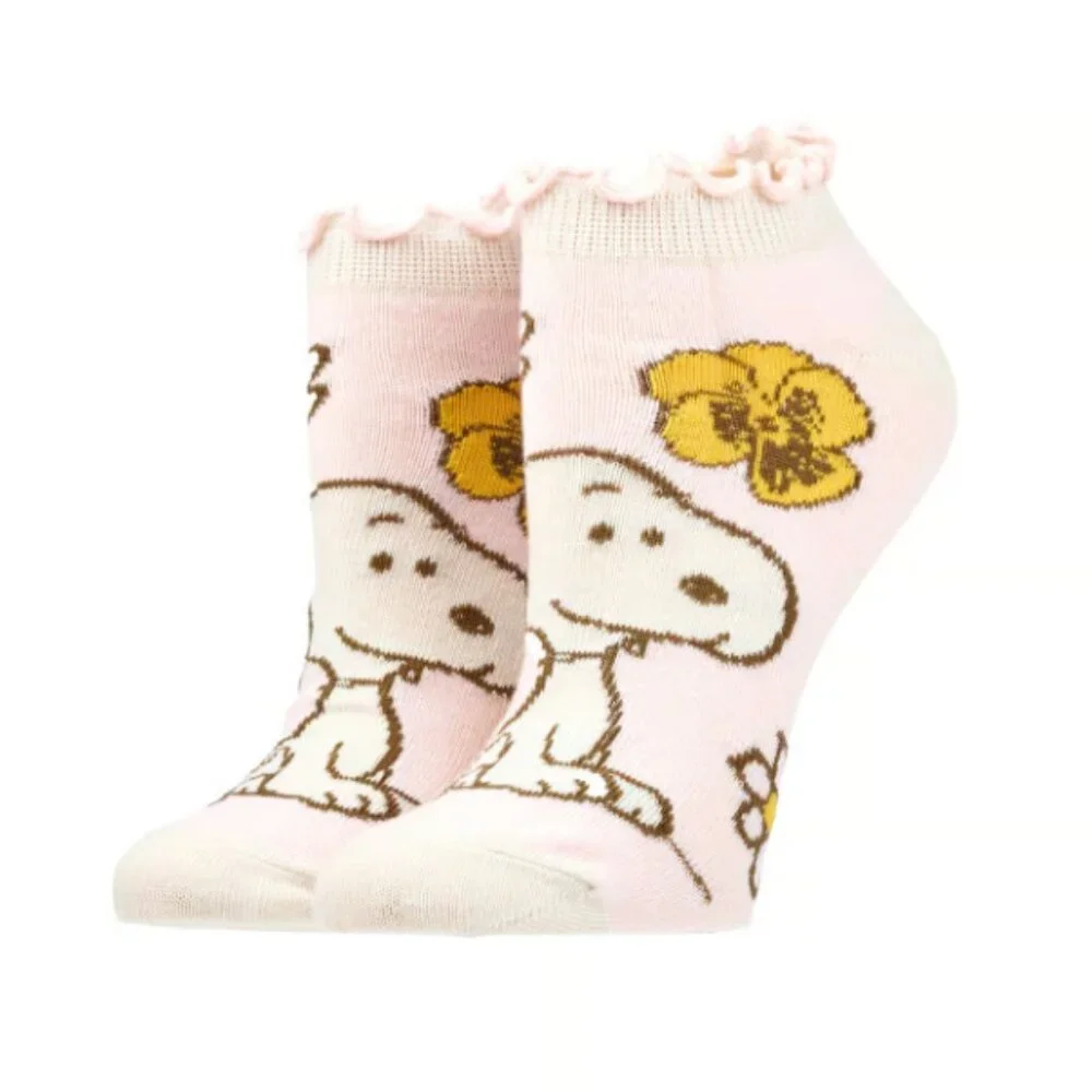 Peanuts Snoopy 2 Pair Adult Ruffled Ankle Sock Set